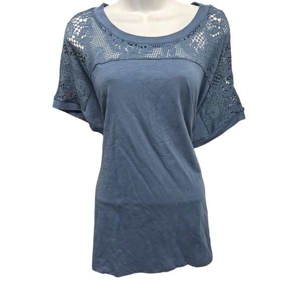 Suzanne Betro Tops - Suzanne Betro Weekend Blue Lace Yoke Cutout Back Tunic Top 2X‎ NWT U2602005